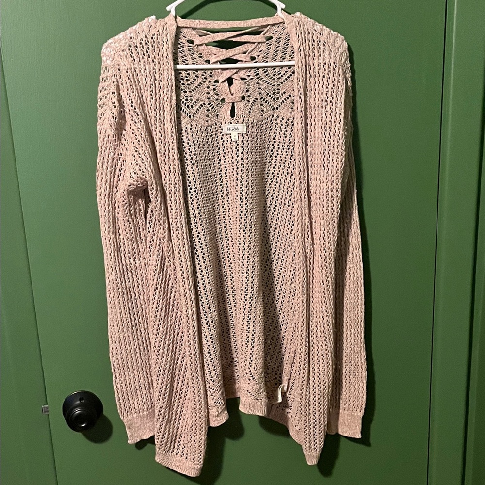 Mudd Women's Blush Open-Knit Cardigan